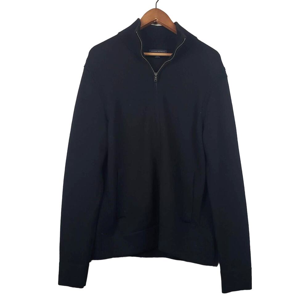 Banana Republic Wool Jacket Y2K Full Zip Sweater Black - M